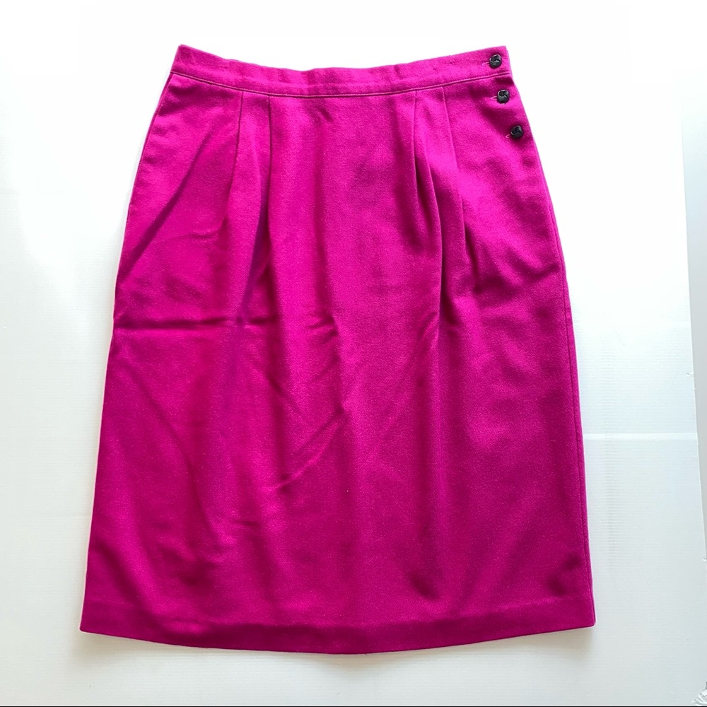 Vintage Pink Wool Midi Straight Skirt